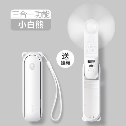 A few element hand-held small fan bear F8X portable folding portable usb rechargeable flashlight multi-function three-in-one