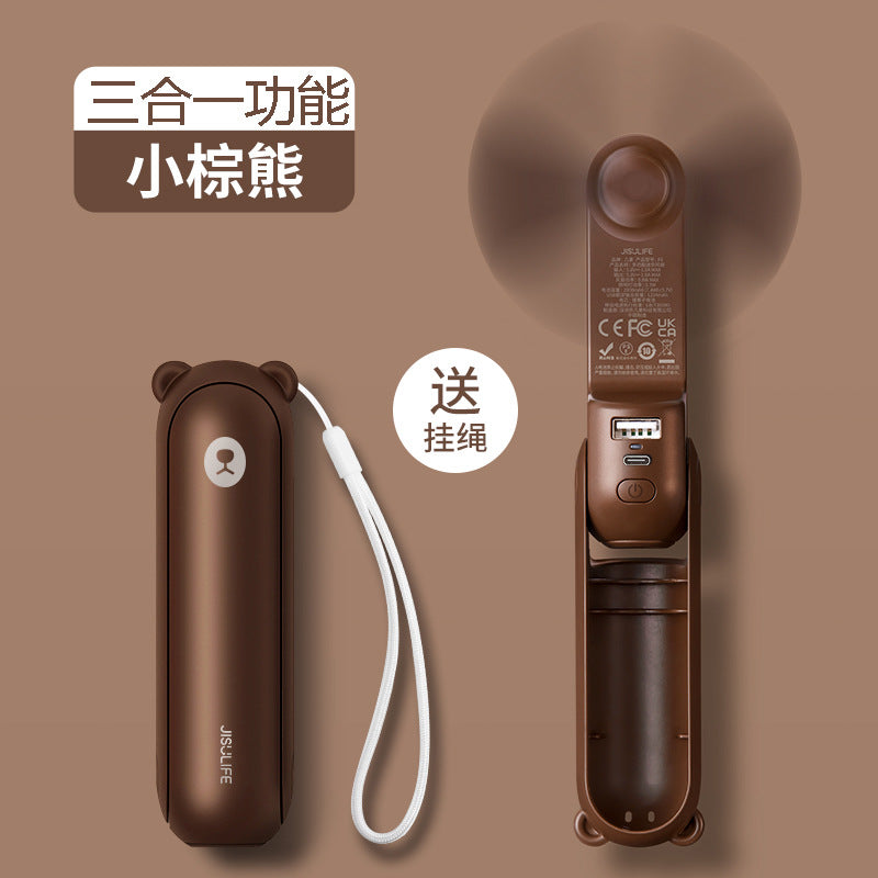 A few element hand-held small fan bear F8X portable folding portable usb rechargeable flashlight multi-function three-in-one